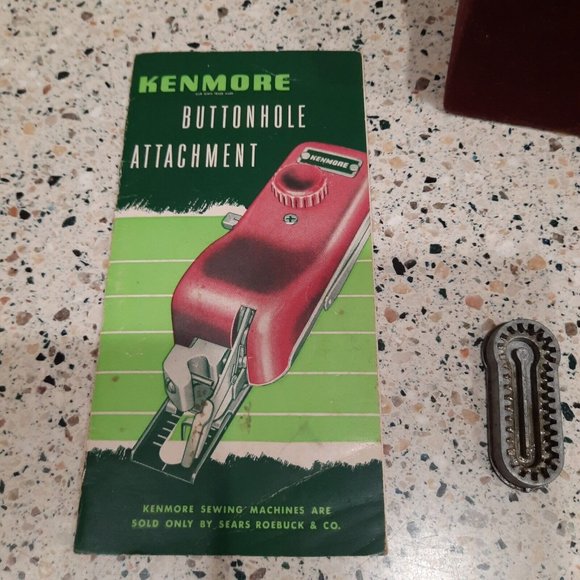 Vintage Kenmore Buttonhole Sewing Attachment SEARS Burgundy Box Buttonholer - Picture 4 of 6